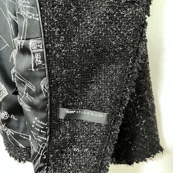 WHBM Studio Tweed Double Breasted Blazer Size 16 Black Goth Witchy Career NWT - Picture 11 of 11